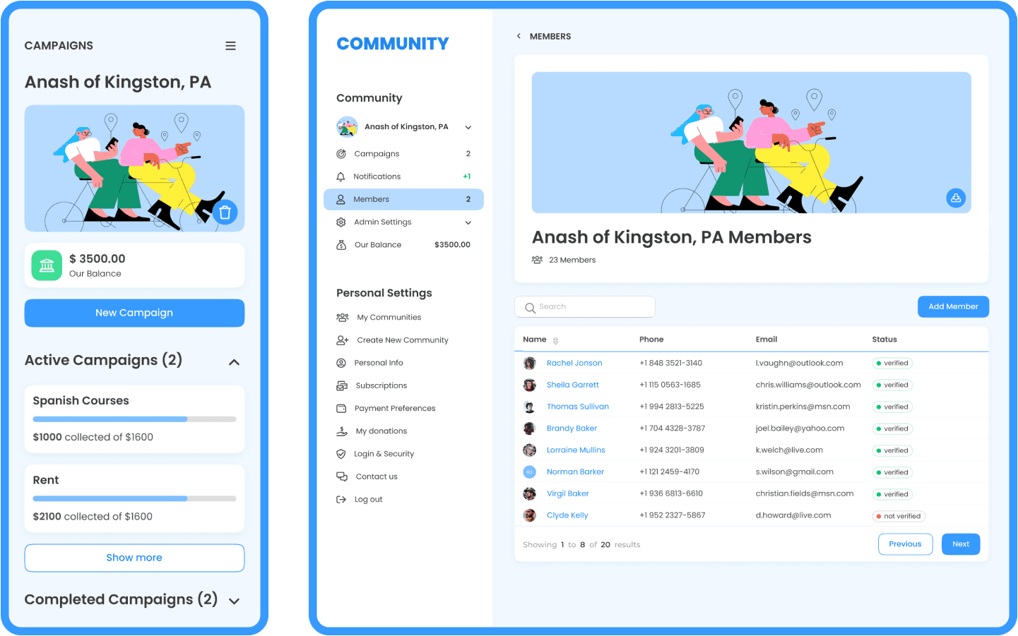 Mobile and desktop version of one of the pages of the product